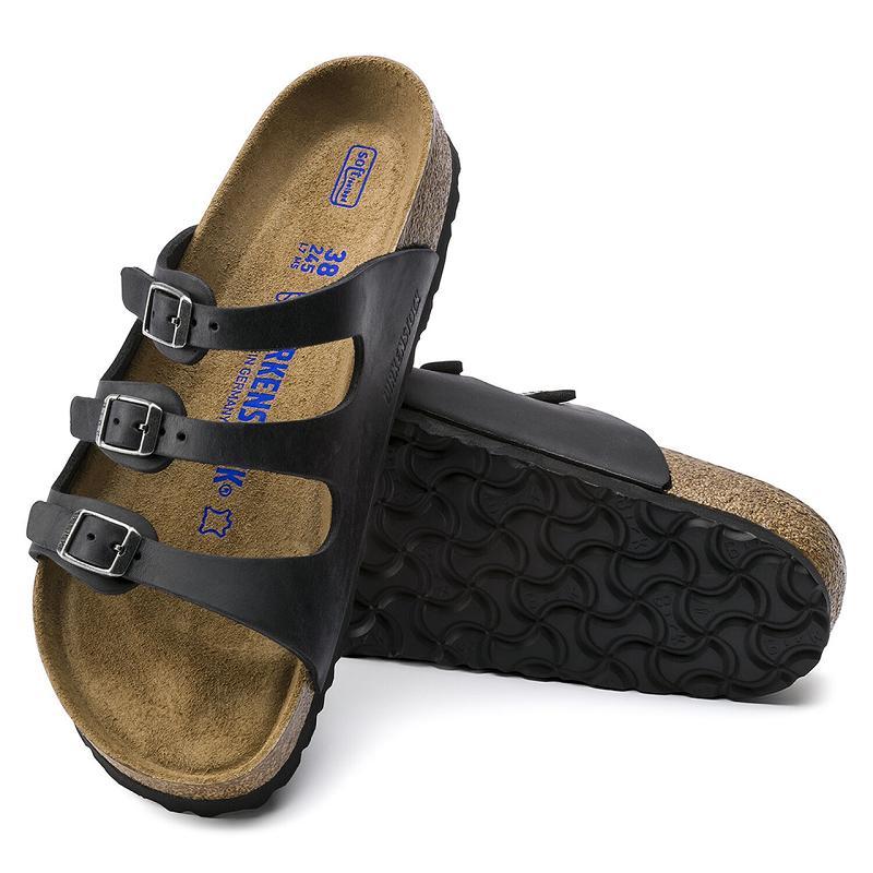 Birkenstock Soft Footbed Oiled Læder Florida Dame Sort | DK 458VRW